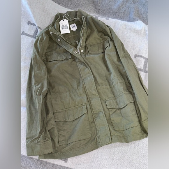 NWT Upcycled “Gucci” embroidered Tiger patch olive green field jacket size XL - Picture 8 of 15